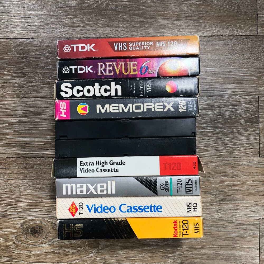 Mixed Lot of 10 Blank VHS Tapes For Recording